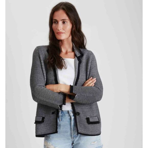 Belford Sweaters - Belford NWT Pima Cotton Tweed 2 Button Jacket Blazer with Fringe #204350 // M